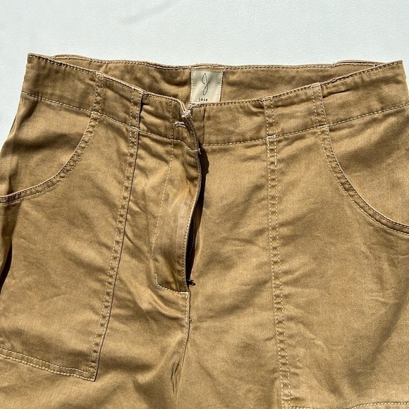 Joie Wide Leg High‎ Waist Pants Size 8 Cargo Pocket Tan Cotton casual utility - Picture 3 of 6